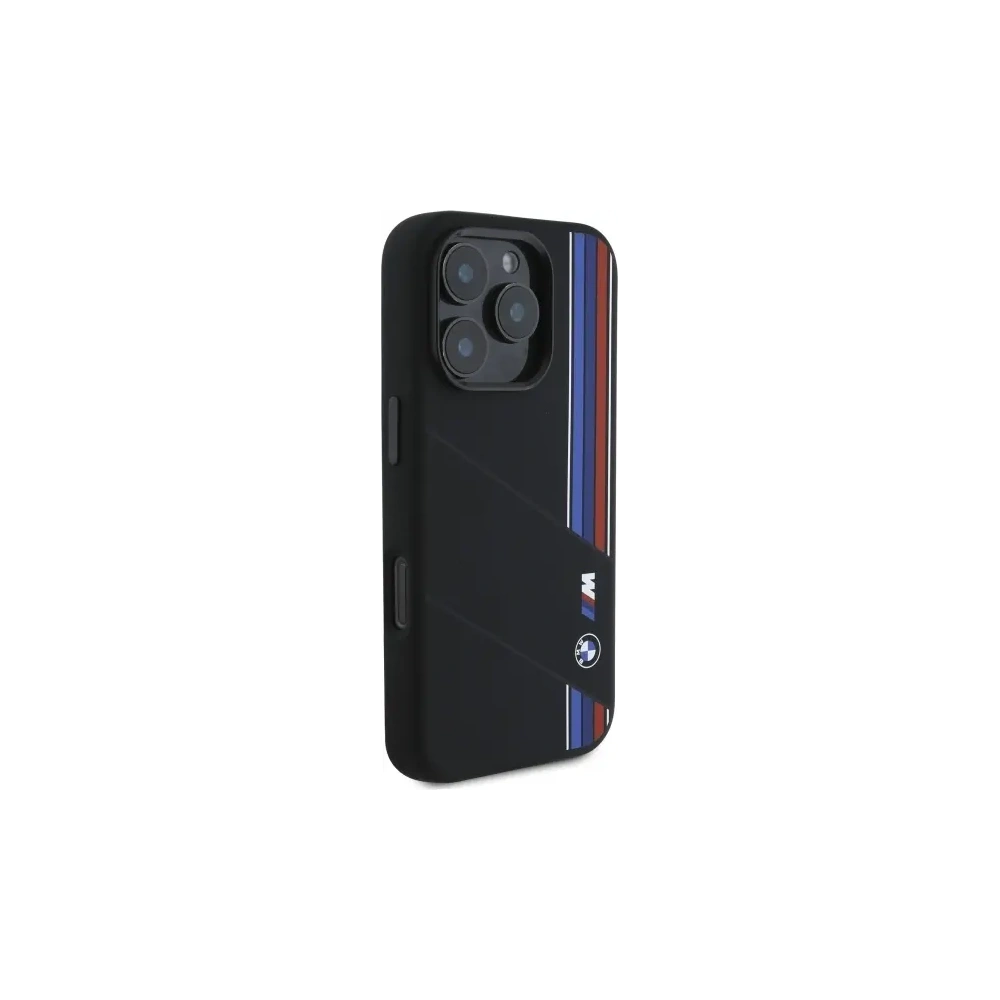 Hurtownia GSM - Etui BMW BMHMP16X23SCUK Apple iPhone 16 Pro Max hardcase Silicone Cut Tricolor Lines MagSafe černý/black - BMW789 - {ean13} - Hurt