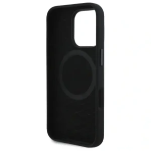 BMW BMHMP16X23SCUK Apple iPhone 16 Pro Max husă din silicon tăiată cu linii tricolore MagSafe neagră