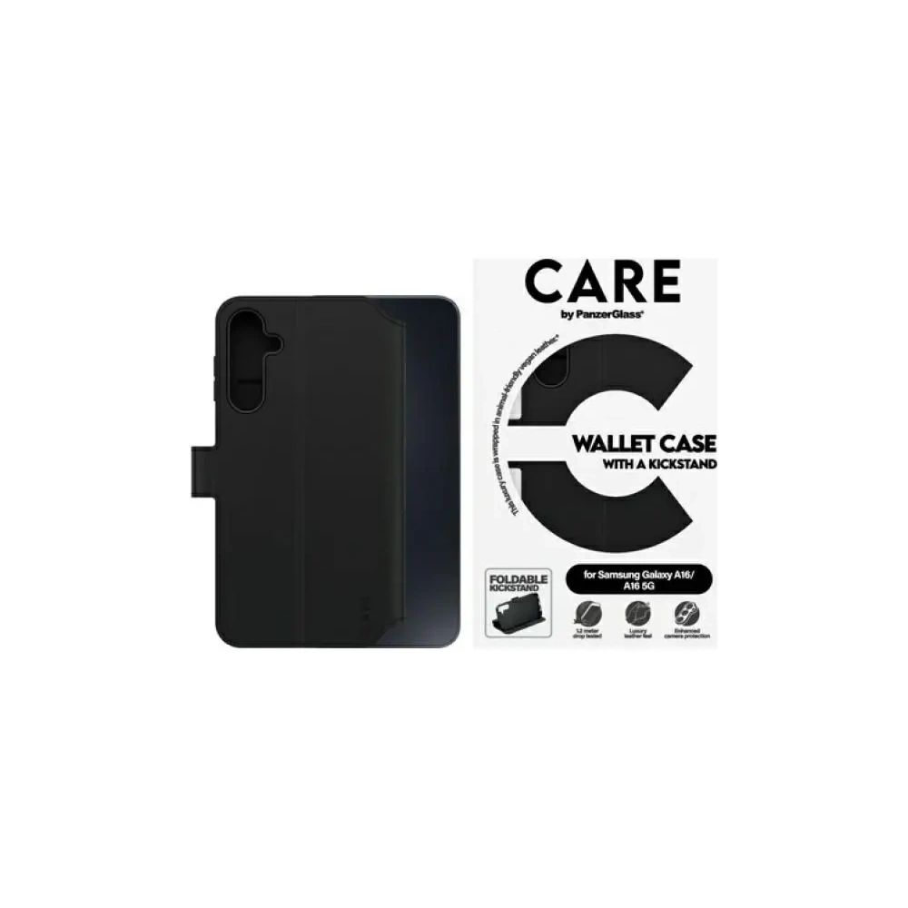 Hurtownia GSM - Etui CARE od PanzerGlass s funkcí stojánku Wallet Samsung Galaxy A16 4G / A16 5G černý/black - PZG733 - {ean13} - Hurt
