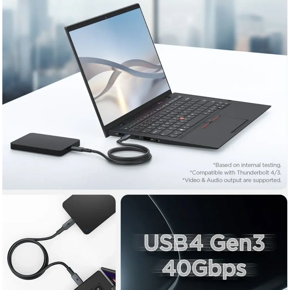 Hurtownia GSM - Kabel Spigen ArcWire PB2203 USB-C / USB-C kabel PD 240W 120cm černý - SPN16569 - {ean13} - Hurt
