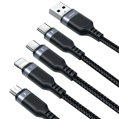 Kabel Joyroom Multi-Use Series S-A18 USB-A / 2xUSB-C, Lightning, microUSB 1.2m czarny