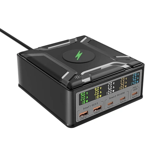 Stacja ładująca Blitzwolf BW-S28 260W, 2xUSB-A, 3xUSB-C, 15W (czarna)