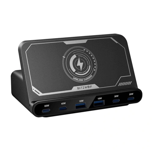 Stacja ładująca Blitzwolf BW-S27 160W, 2xUSB-A, 4xUSB-C, 15W (czarna)