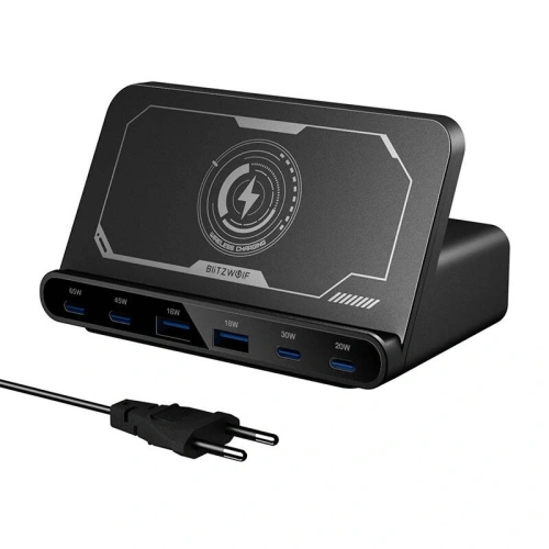Stacja ładująca Blitzwolf BW-S27 160W, 2xUSB-A, 4xUSB-C, 15W (czarna)