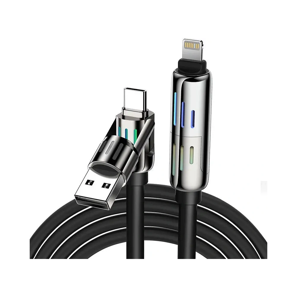 Hurtownia GSM - Blitzwolf BW-HDC6 Kabel USB-C, USB-A / USB-C, Lightning 1.2m 240W RGB (schwarz) - BLZ632 - {ean13} - Hurt