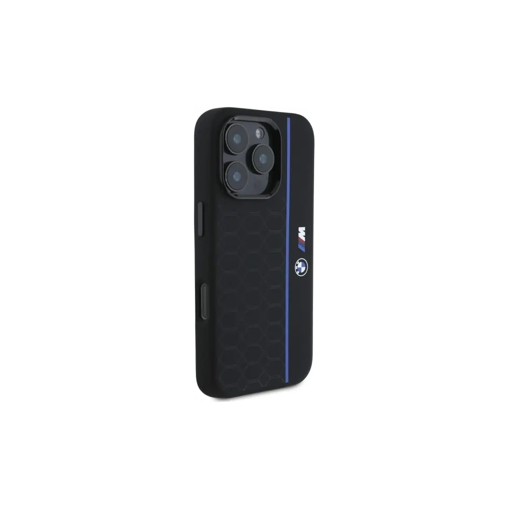 Hurtownia GSM - BMW BMHMP16X23SHEB Apple iPhone 16 Pro Max Hartschale Silikon Hexagon Blau Linie MagSafe schwarz - BMW790 - {ean13} - Hurt