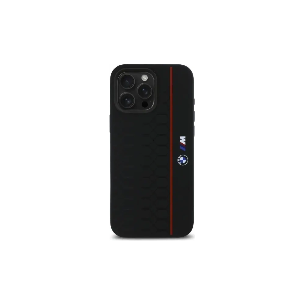 Hurtownia GSM - BMW BMHMP16X23SHER Apple iPhone 16 Pro Max kemény tok Szilícium Hexagon Piros Csík MagSafe fekete - BMW791 - {ean13} - Hurt