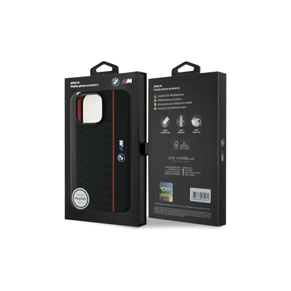 Hurtownia GSM - BMW BMHMP16X23SHER Apple iPhone 16 Pro Max Hardcase Silikon Hexagon Rote Linie MagSafe schwarz - BMW791 - {ean13} - Hurt