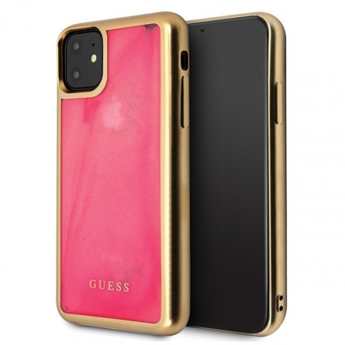 Guess Distributor - 3700740461198 - GUE397PNK - Guess GUHCN61GLTRPI iPhone 11 pink hard case Glow in the Dark Sand Matte - B2B homescreen