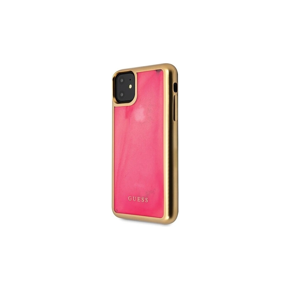 Wholesale Guess GUHCN61GLTRPI iPhone 11 pink hard case Glow in the Dark Sand Matte - GUE397PNK - {ean13} - Hurt