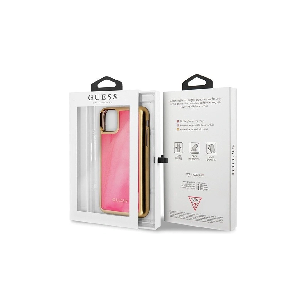 Wholesale Guess GUHCN61GLTRPI iPhone 11 pink hard case Glow in the Dark Sand Matte - GUE397PNK - {ean13} - Hurt