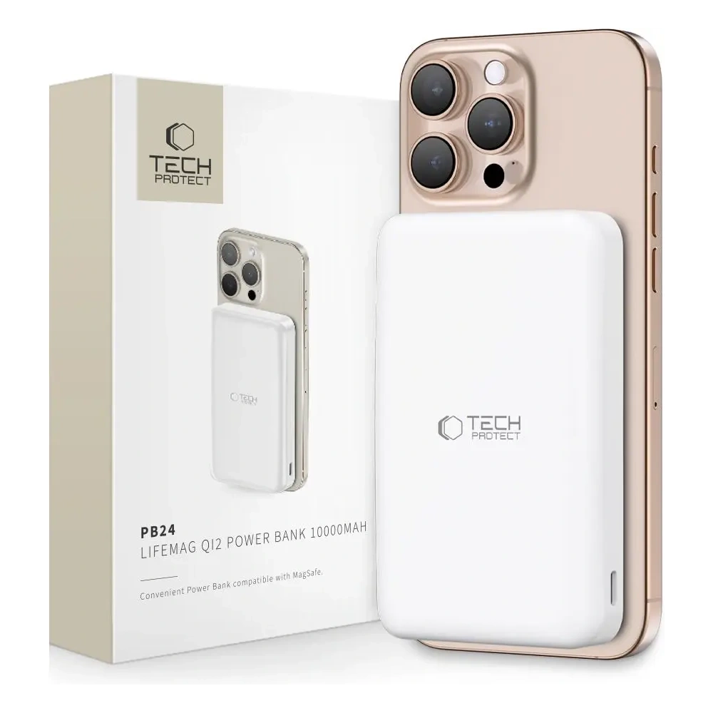 Hurtownia GSM - Powerbank Tech-Protect PB24 LifeMag Qi2 MagSafe 10000mah Bílá - THP3573 - {ean13} - Hurt