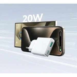 Ładowarka sieciowa Joyroom JR-TCF14 USB-A USB-C 20W PD QC3.0 biała