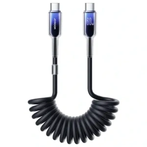 Kabel spiralny Joyroom S-A43 Crystal-Clear Series 60W USB-C / USB-C 1.5m czarny