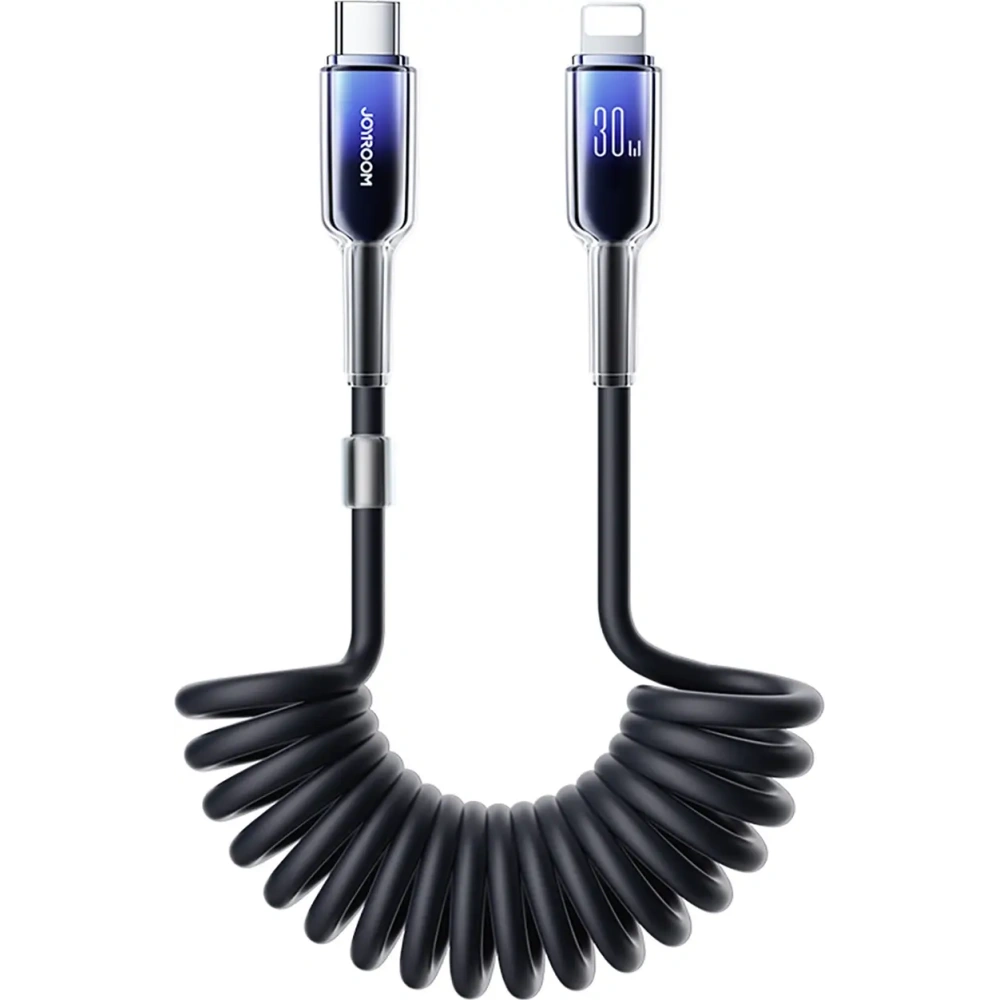 Hurtownia GSM - Joyroom S-A43 Crystal-Clear Series 30W Spiral-Kabel USB-C / Lightning 1.5m schwarz - JYR1102 - {ean13} - Hurt