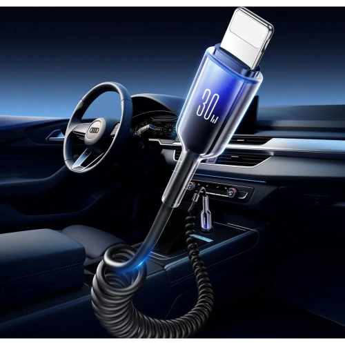 Kabel spiralny Joyroom S-A43 Crystal-Clear Series 30W USB-C / Lightning 1.5m czarny