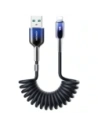 Joyroom S-A43 Crystal-Clear sorozat 3A spirál kábel USB-A / Lightning 1.5m fekete