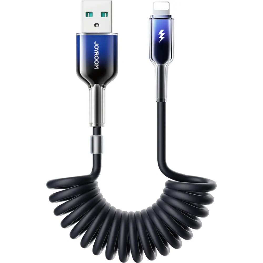 Hurtownia GSM - Joyroom S-A43 Crystal-Clear sorozat 3A spirál kábel USB-A / Lightning 1.5m fekete - JYR1103 - {ean13} - Hurt