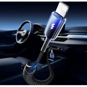 Hurtownia GSM - Joyroom S-A43 Crystal-Clear sorozat 3A spirál kábel USB-A / Lightning 1.5m fekete - JYR1103 - {ean13} - Hurt