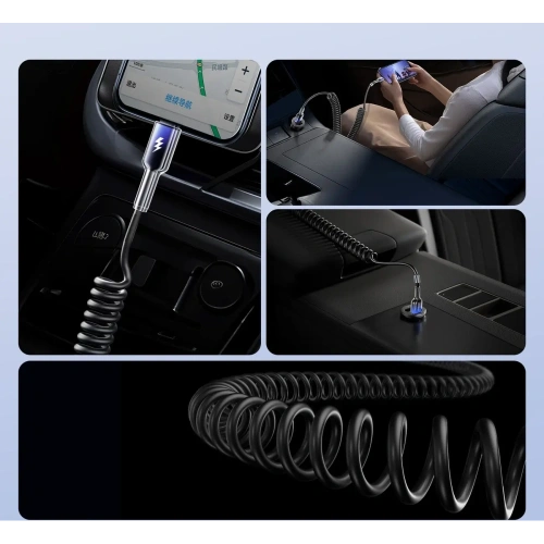 Kabel spiralny Joyroom S-A43 Crystal-Clear Series 3A USB-A / Lightning 1.5m czarny