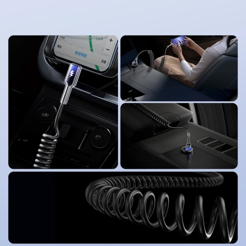 Kabel spiralny Joyroom S-A43 Crystal-Clear Series 3A USB-A / USB-C 1.5m czarny