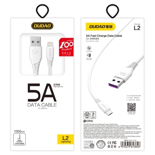 Kabel Dudao L2M USB-A / MicroUSB 5A 1m white
