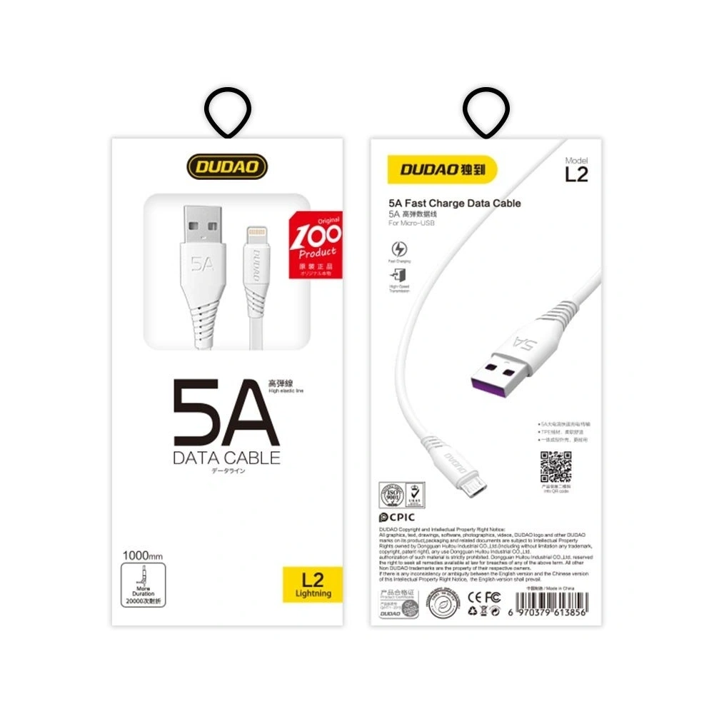 Hurtownia GSM - Dudao L2M USB-A / MicroUSB-Kabel 5A 1m weiß - DDA352 - {ean13} - Hurt