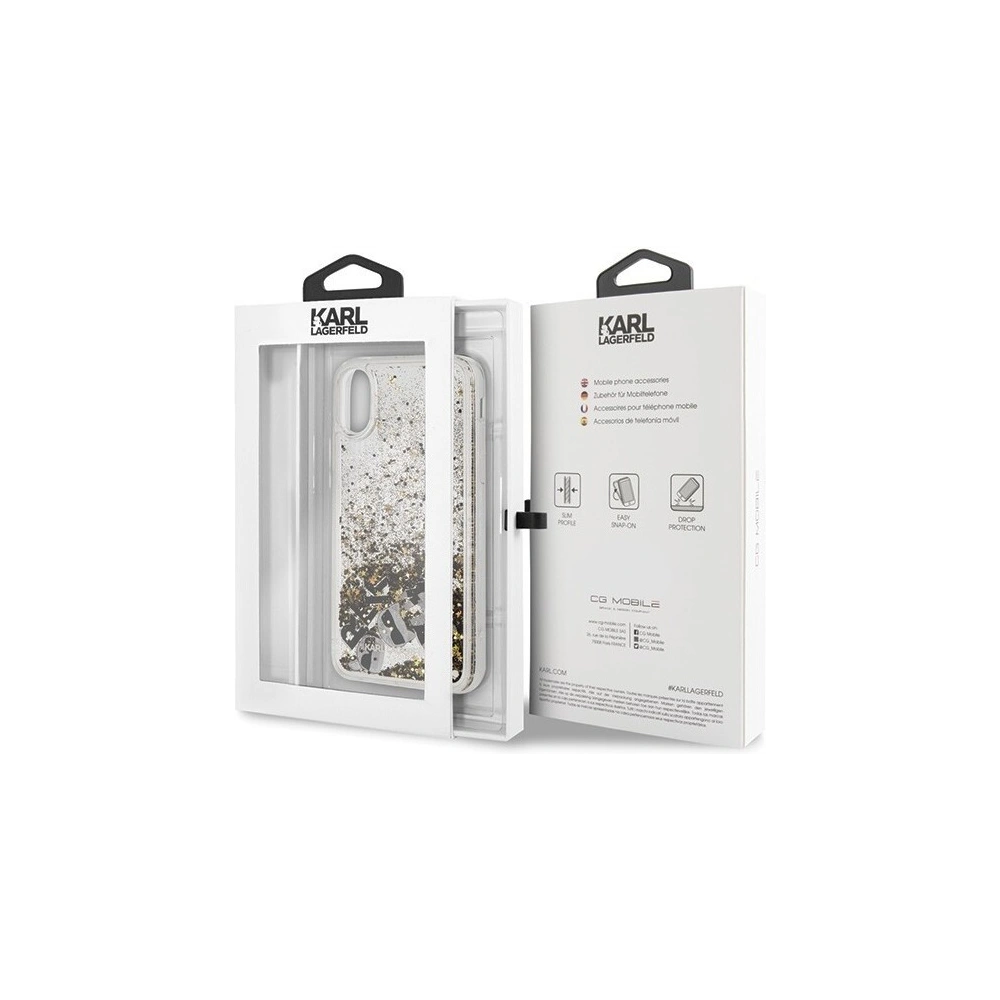 Hurtownia GSM - [OUTLET] Karl Lagerfeld KLHCPXROGO iPhone X/Xs czarno-złoty/black & gold hard case Glitter - OT-804 - {ean13} - Hurt