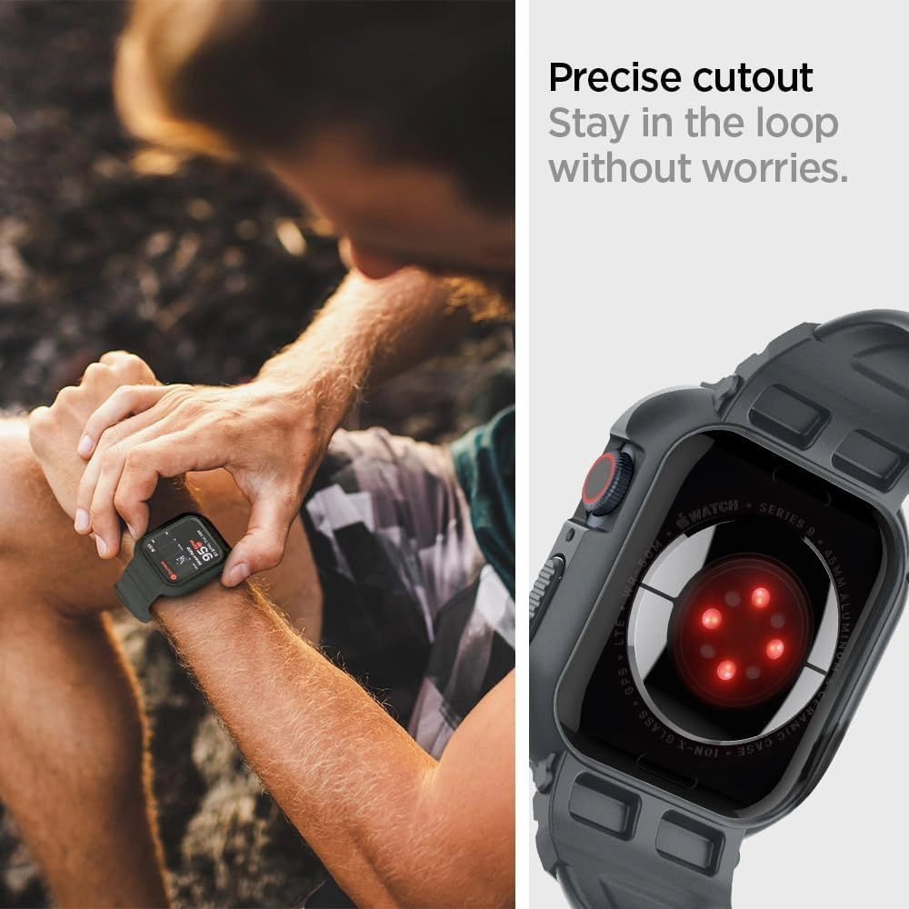Hurtownia GSM - [OUTLET] Etui Spigen Rugged Armor Pro Apple Watch 4/5/6/7/8/9/SE 44/45mm Dark Grey - OT-806 - {ean13} - Hurt