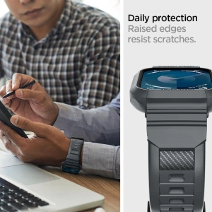 Hurtownia GSM - [OUTLET] Case Spigen Rugged Armor Pro Apple Watch 4/5/6/7/8/9/SE 44/45mm Dunkelgrau - OT-806 - {ean13} - Hurt