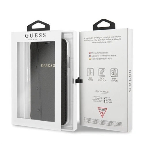 Etui Guess GUFLBKI65KASABK Apple iPhone XS Max czarny/black book Kaia Saffiano