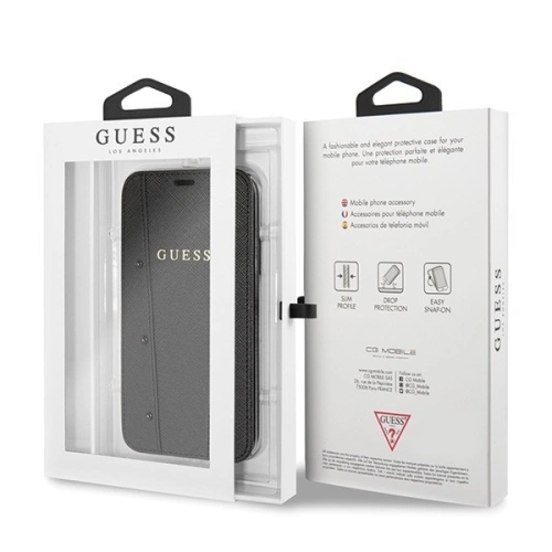 Etui Guess GUFLBKPXKASABK Apple iPhone X/XS czarny/black book Kaia Saffiano
