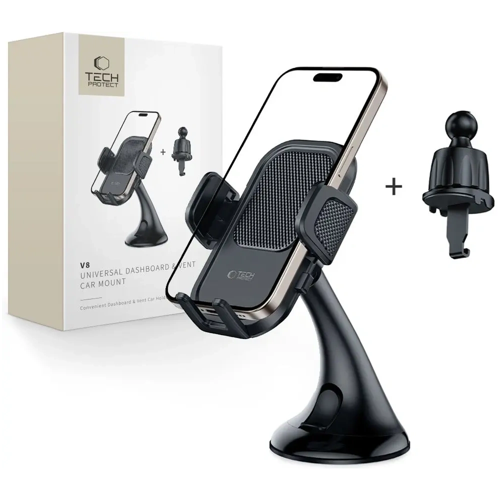 Hurtownia GSM - Uchwyt samochodowy na kokpit / do kratki Tech-Protect V8 Universal Dashboard & Vent Car Mount Black - THP3609 - {ean13} - Hurt