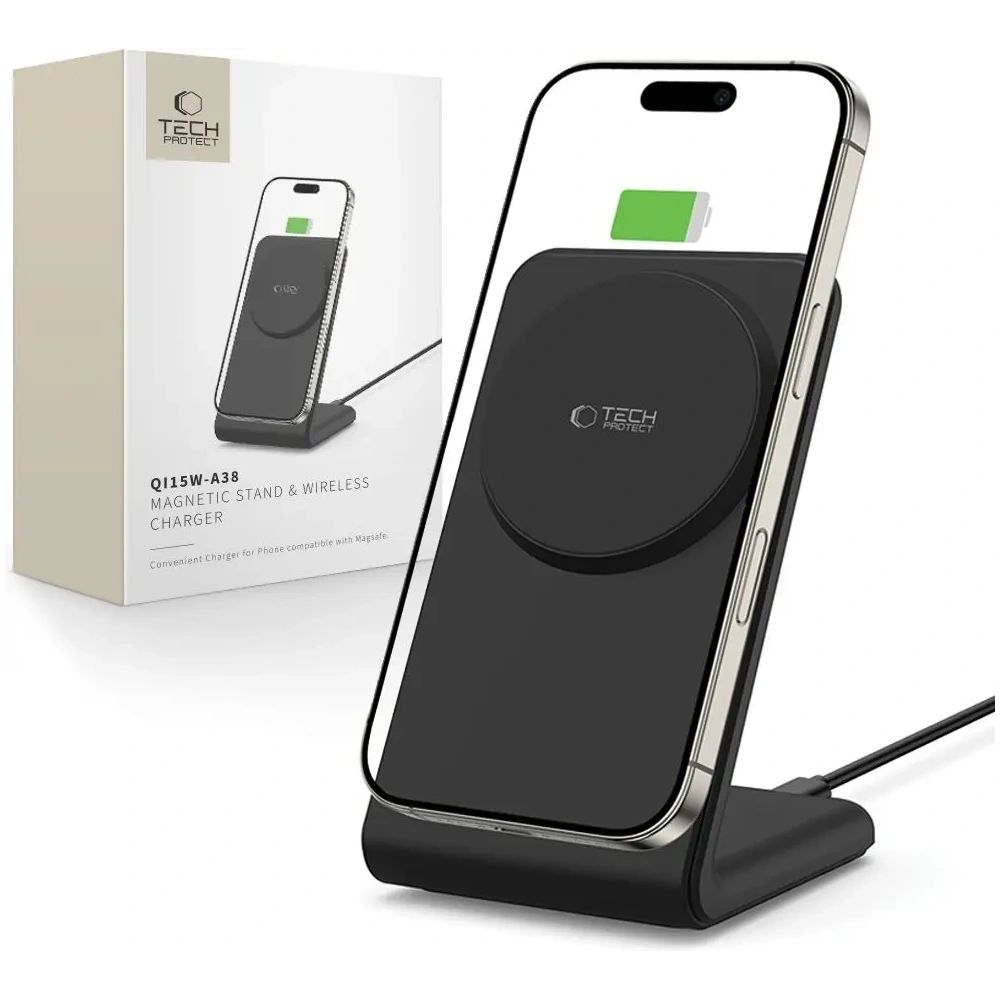 Hurtownia GSM - Tech-Protect QI15W-A38 Magnetic Încărcător Wireless MagSafe Negru - THP3610 - {ean13} - Hurt