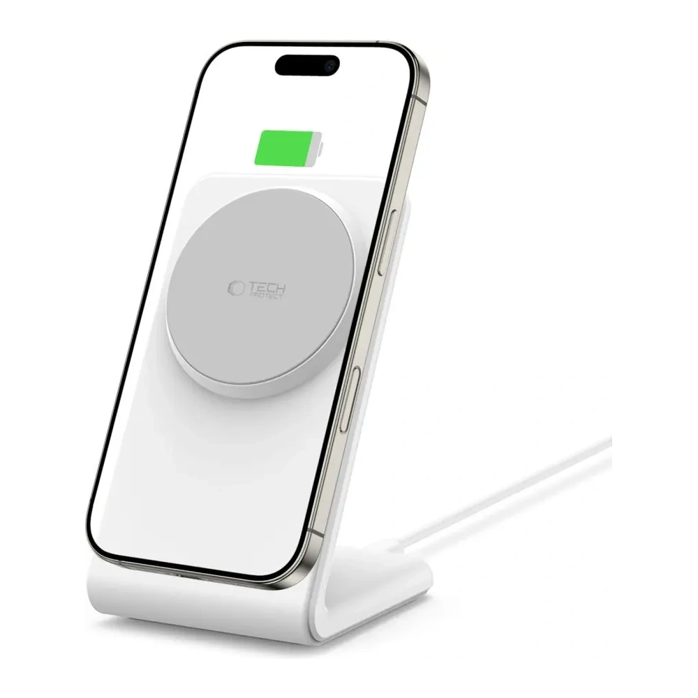 Hurtownia GSM - Bezdrátová nabíječka Tech-Protect QI15W-A38 Magnetic MagSafe Wireless Charger White - THP3611 - {ean13} - Hurt