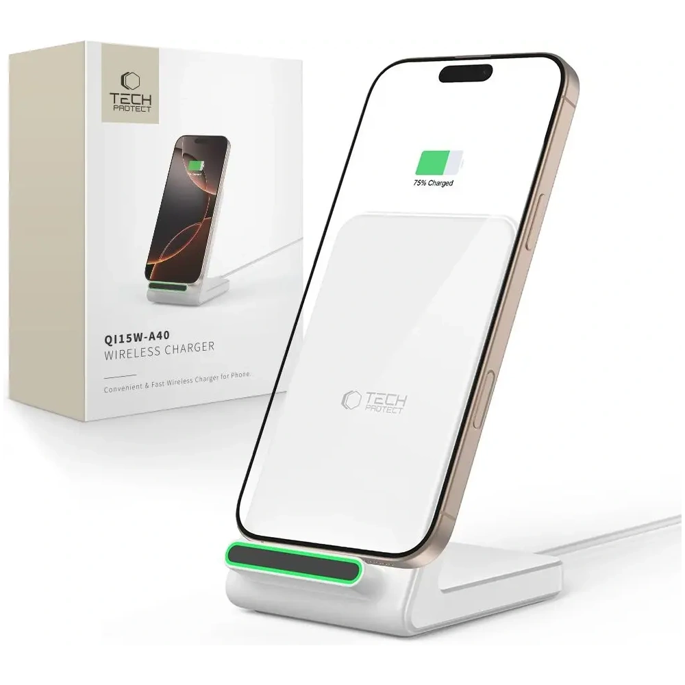 Hurtownia GSM - Tech-Protect QI15W-A40 Vezeték nélküli töltő Fehér - THP3612 - {ean13} - Hurt