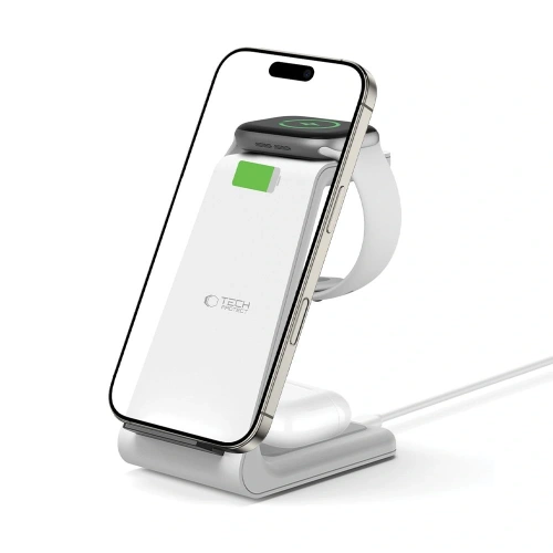 Ładowarka bezprzewodowa Tech-Protect QI15W-A36 3in1 Wireless Charger For Apple White
