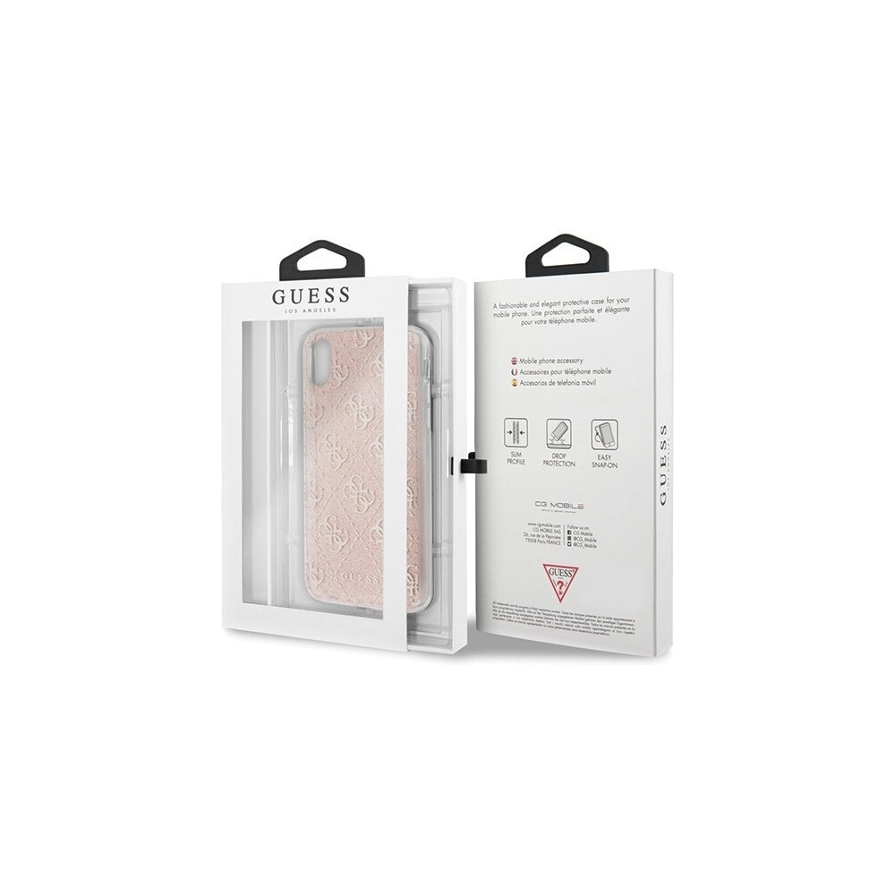 Wholesale Guess GUHCI65PCU4GLPI iPhone Xs Max pink hard case 4G Glitter - GUE412PNK - {ean13} - Hurt