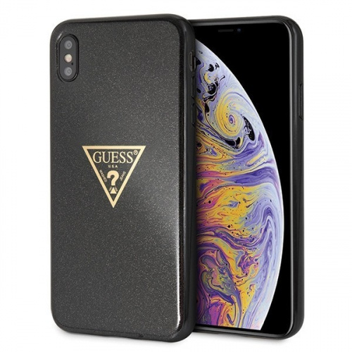 Guess GUHCI65SGTLBK iPhone Xs Max black hard case Glitter Triangle