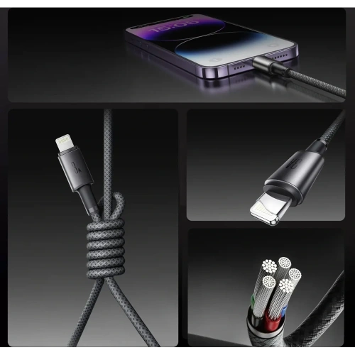 Kabel Joyroom S-A50 Unlimited Series 3A USB-A / Lightning z organizerem magnetycznym 1.2m szary