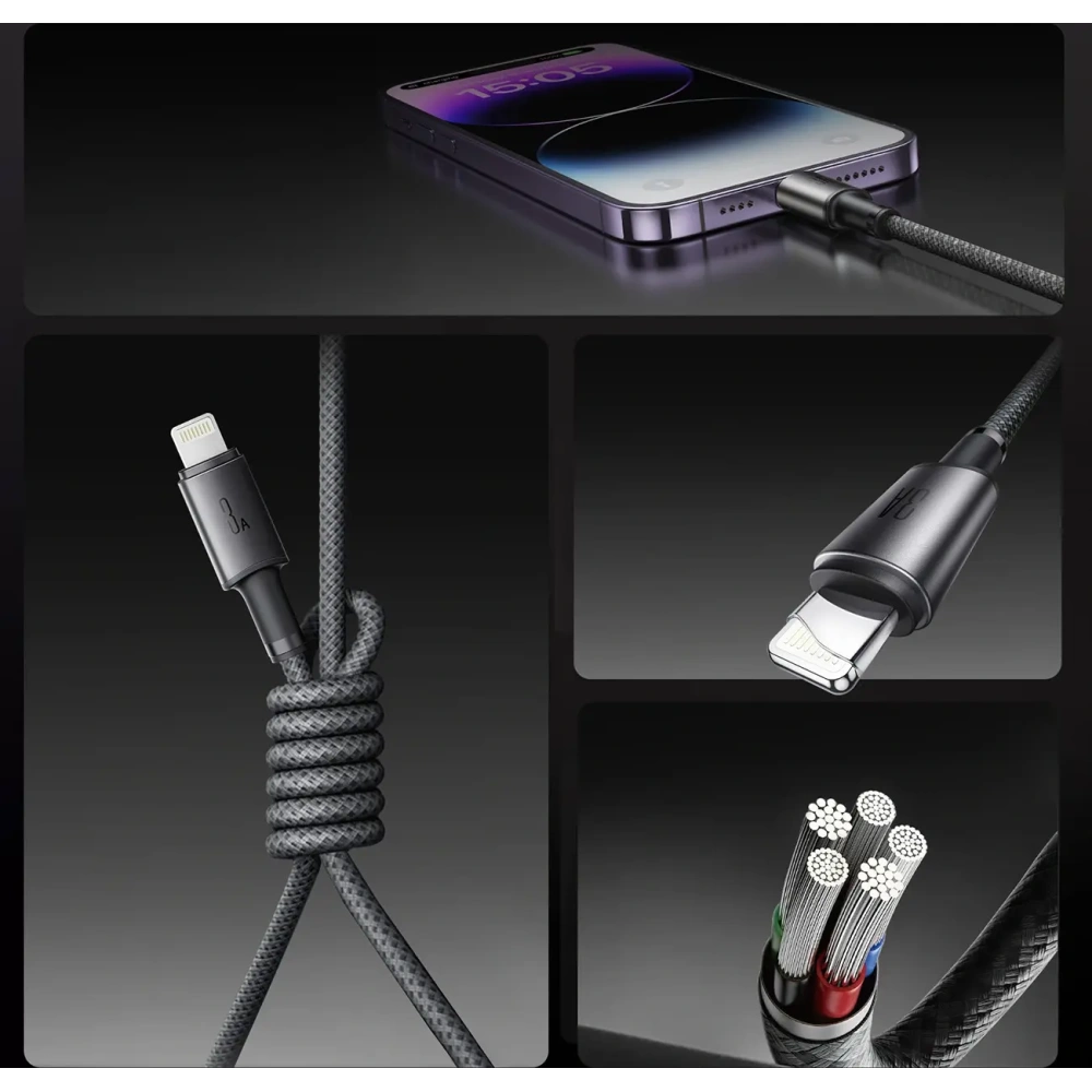 Hurtownia GSM - Joyroom S-A50 Korlátlan Sorozat 3A USB-A / Lightning kábel mágneses rendezővel 1.2m szürke - JYR1119 - {ean13} - Hurt
