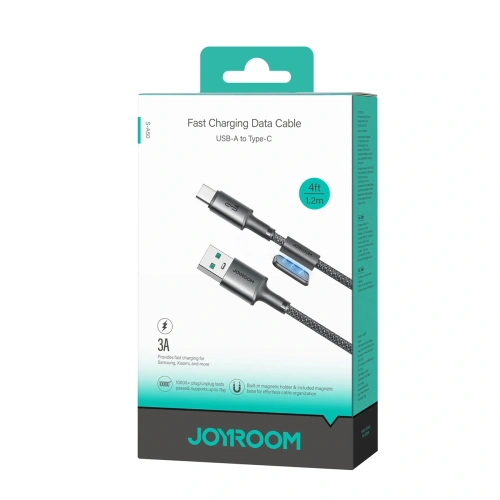 Kabel Joyroom S-A50 Unlimited Series 3A USB-A / USB-C z organizerem magnetycznym 1.2m szary