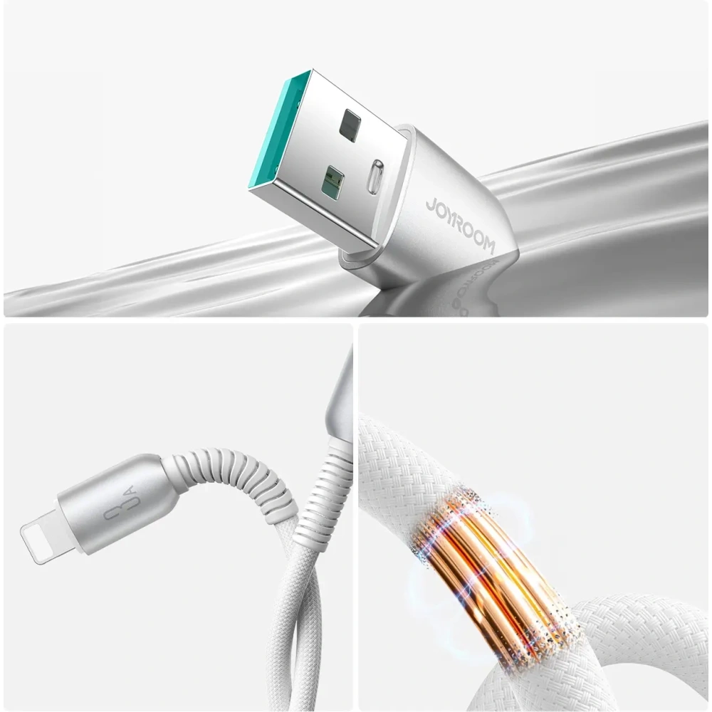 Hurtownia GSM - Joyroom S-A51 Csúcstechnológiás Sorozat 3A USB-A / Lightning kábel 1.2m szürke - JYR1123 - {ean13} - Hurt