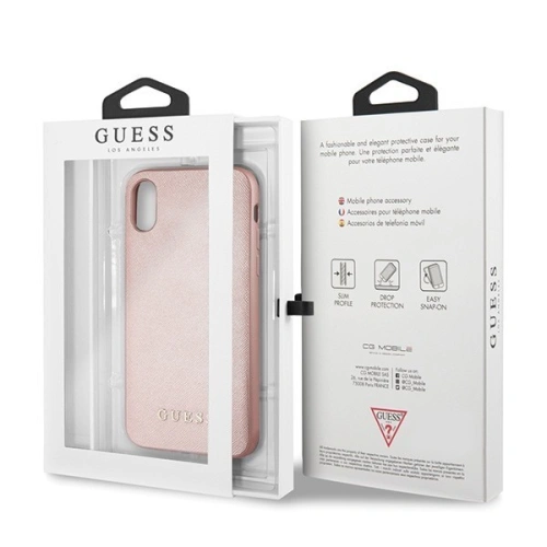 Etui Guess GUHCI65SLSAPI Apple iPhone XS Max różowy/pink hard case Saffiano Silicone