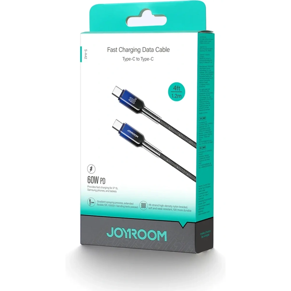 Hurtownia GSM - Joyroom S-A42 Crystal-Clear sorozat 60W USB-C / USB-C kábel 1.2m fekete - JYR1127 - {ean13} - Hurt