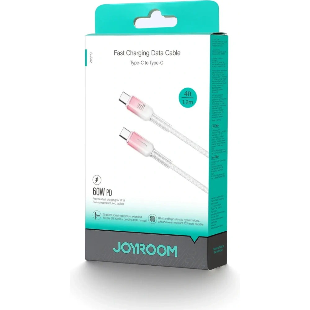 Wholesale Joyroom S-A42 Crystal-Clear Series 60W USB-C / USB-C cable 1.2m white - JYR1128 - {ean13} - Hurt