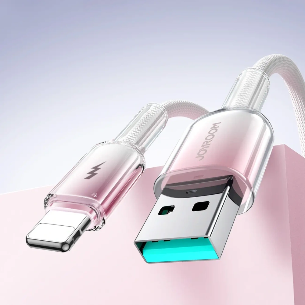 Hurtownia GSM - Joyroom S-A42 Crystal-Clear sorozat 3A USB-A / Lightning kábel 1.2m fehér - JYR1132 - {ean13} - Hurt