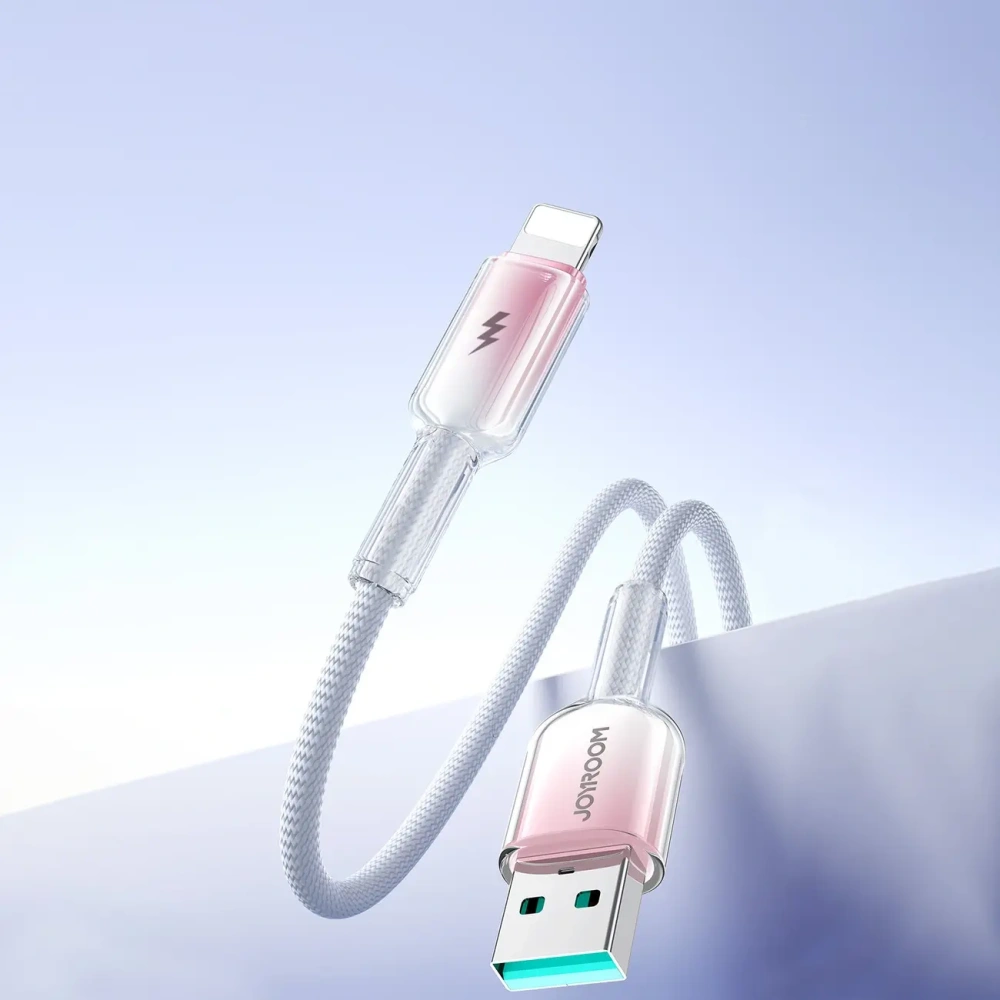 Hurtownia GSM - Joyroom S-A42 Crystal-Clear sorozat 3A USB-A / Lightning kábel 1.2m fehér - JYR1132 - {ean13} - Hurt