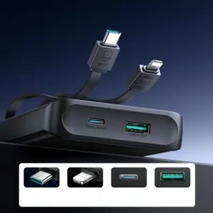 Wholesale Joyroom powerbank JR-PBF19 22.5W 10000mAh + built-in USB-C, Lightning cables black - JYR1136 - {ean13} - Hurt