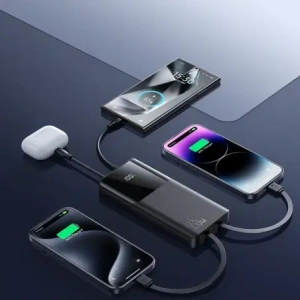 Wholesale Joyroom powerbank JR-PBF19 22.5W 10000mAh + built-in USB-C, Lightning cables black - JYR1136 - {ean13} - Hurt